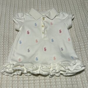 Ralph Lauren White Polo Dress with Pastel Embroidery